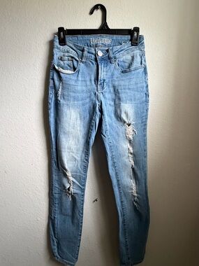 Light Blue Distressed Skinny Jeans - Women